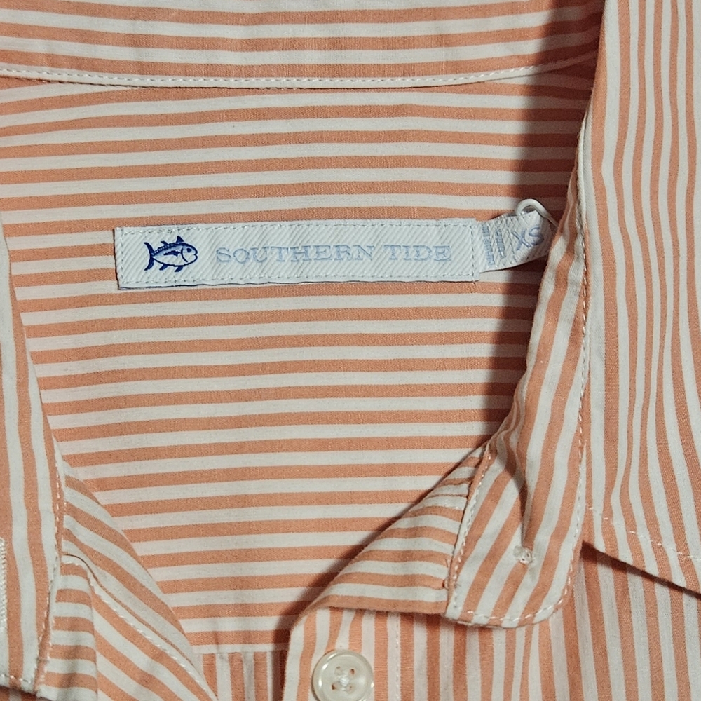 NWT Southern Tide Cam Stripe Poplin Long Sleeve Button Dress: Color- Conch Shell - Picture 11 of 16